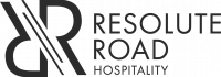 The image shows the logo for "Resolute Road Hospitality" with stylized initials "RR" on the left.