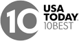 This image shows a logo with "10" inside a circle and the text "USA TODAY 10 BEST" to the right.